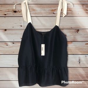 J Crew Tank Top Dark Navy Silk Peplum Top Size 8